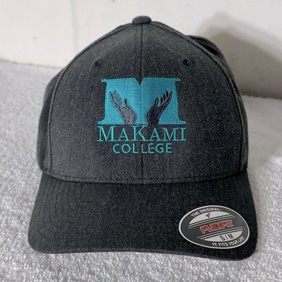 Makami College Grey Teal Embroidered Flex Fit Hat S/M - Picture 1 of 11